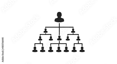 hierarchical structure with multiple levels of people represented as a dark silhouette