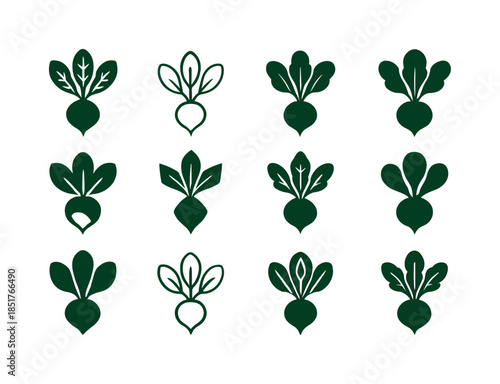 Vegetable Logo Variations. Fresh vegetables. Icon set. Set Logo