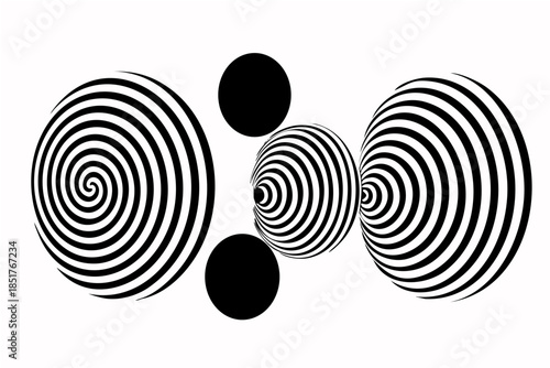 Mesmerizing black and white spirals creating an intriguing optical illusion and abstract art