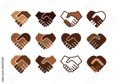Diverse Unity Logos. Racial Equality. Icon set. Set Logo of Raci