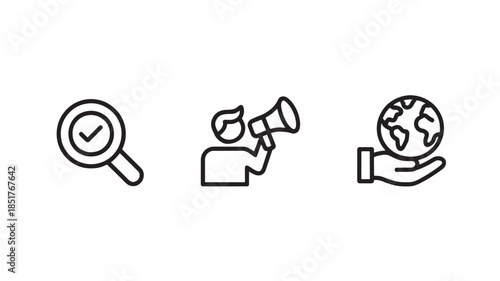 Simple Line Icons for Business and Environment in Minimalist Style with Black Color on White Background for Web Design