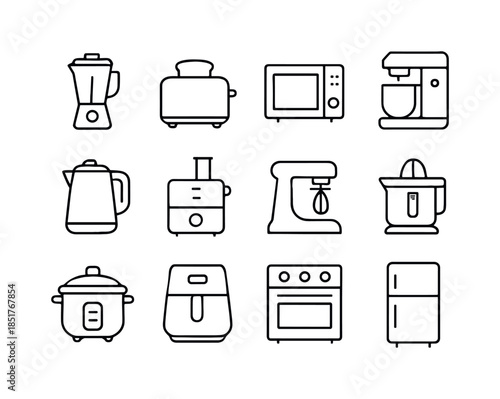 Kitchen Appliance Icons. Kitchen Appliances. Line icon set of Ki
