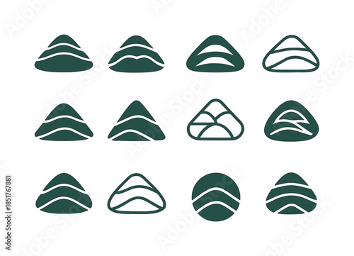 Layered Hill Logos. Hill. Icon set. Set Logo of Hill: layered hi