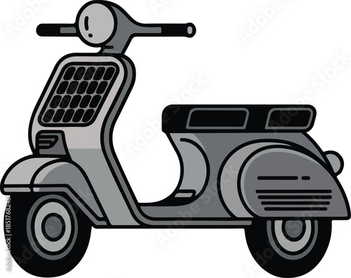 Vintage grey electric scooter with integrated solar panel design.