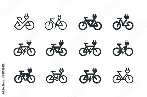 Electric Bicycle Icons. electric bicycles. Icon set. Set Logo of
