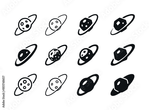 Space Logo Variations. space exploration. Icon set. Set Logo of