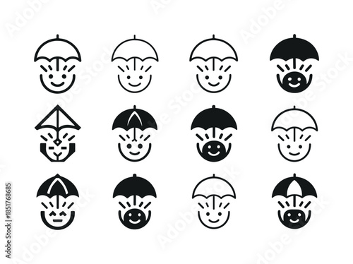 Weather Mood Icons. how weather affects mood. Icon set. Set Logo