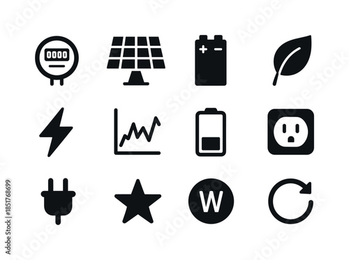 Energy Management Icons. Energy management. Solid icon set of en