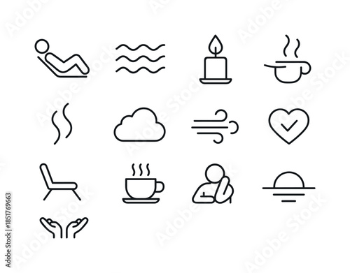 Icon Set_ Relaxation Symbols. Relaxation. Line icon set of Relax