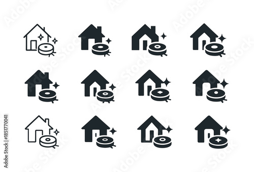 Home Cleaning Icons. Home cleaning scene. Icon set. Set Logo of