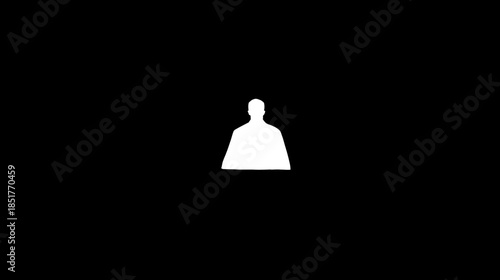 White silhouette of a generic person icon on black background. Abstract user profile avatar symbol representing identity or a placeholder.