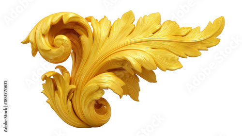 Ornate golden leaf baroque style decorative flourish intricate carving elegant detail luxury accent classic ornament vintage design artistic embellishment sophisticated touch