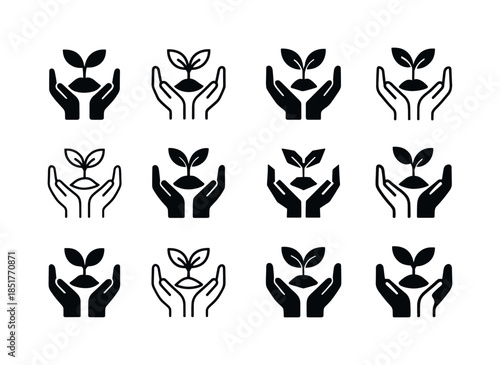Deforestation Reduction Icons. deforestation reduction. Icon set