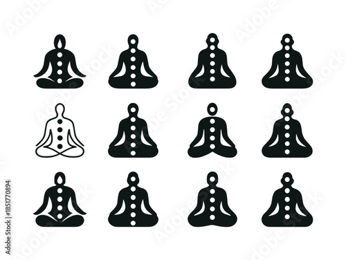 Chakra Energy Icons. energy flow in human body (chakra represent