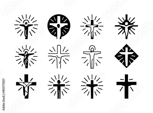 Jesus Faith Logos. faith in Jesus. Icon set. Set Logo of faith i