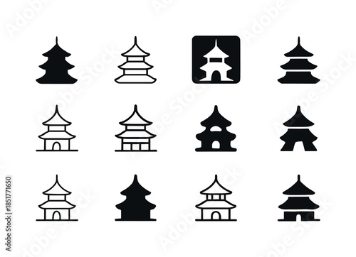 Sacred Sites Icon Set. Tourism and visiting sacred sites. Icon s