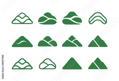Layered Hill Logos. Hill. Icon set. Set Logo of Hill: layered hi