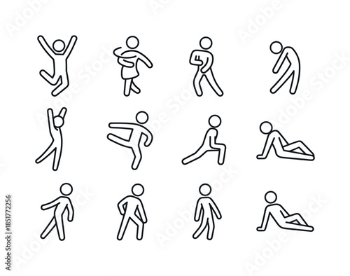 Dance Movement Icons. Dance movements. Line icon set of Dance mo