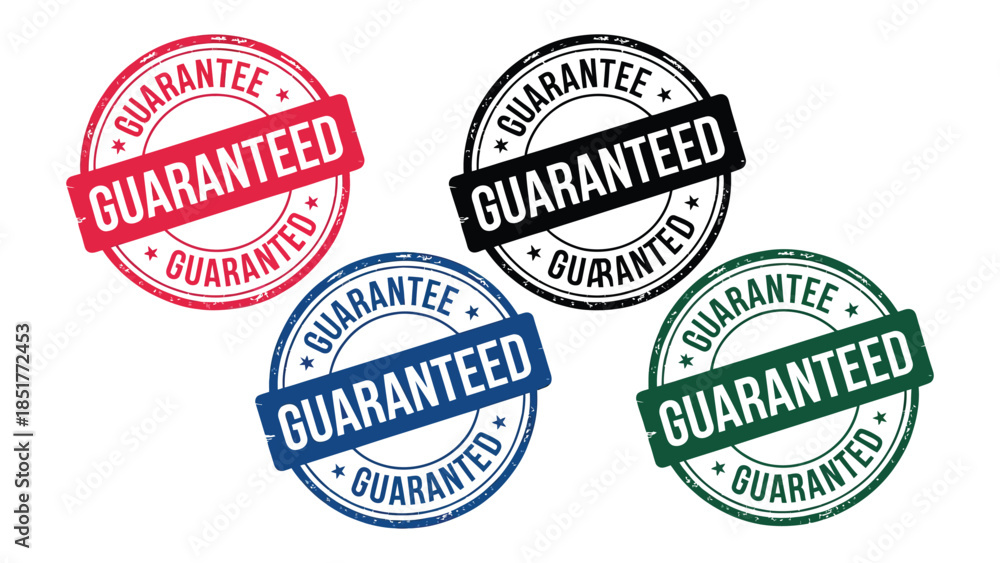 Fototapeta premium Four colored guaranteed stamps. set of stamps for sale