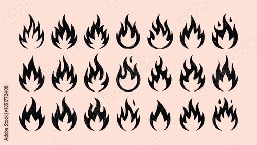 Collection of flame silhouettes. vector illustration of flame