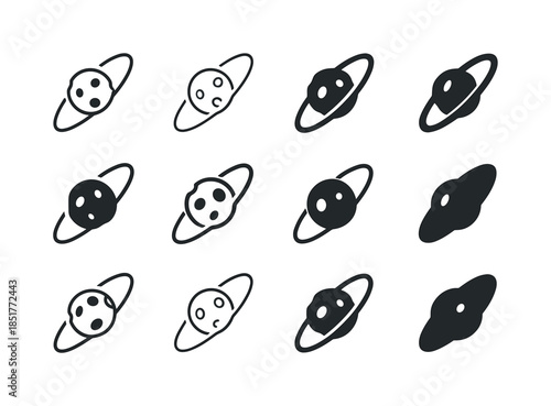 Space Logo Variations. space exploration. Icon set. Set Logo of