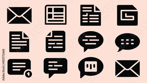 Set of communication and document icons. web icons set