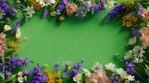 Wallpaper Mural The frame made of spring meadow flowers with copy space  Torontodigital.ca