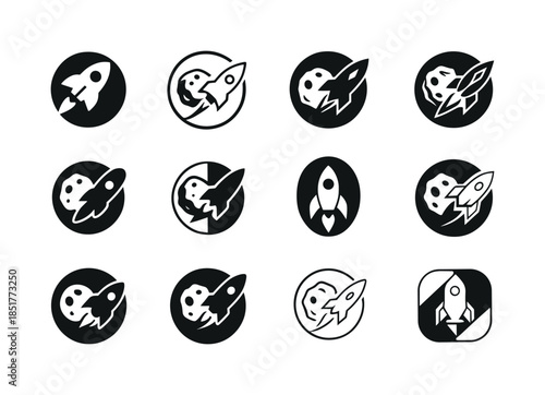 Space Tourism Icons. Space tourism. Icon set. Set Logo of space