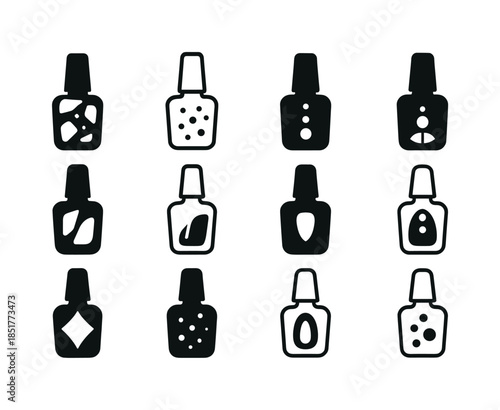 Foil Nail Icons. Foil Nails. Icon set. Set Logo of Foil Nails: c