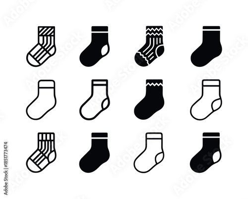 Socks Logo Icons. Socks. Icon set. Set Logo of Socks: wool sock.