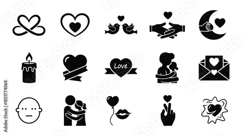 Collection of love and affection icons. set of vector icons for Valentine's day