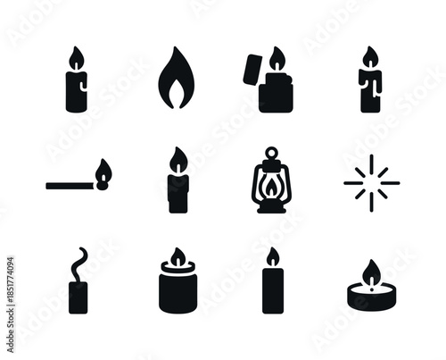 Candle Light Icons. Candle Light. Solid icon set of Candle Light