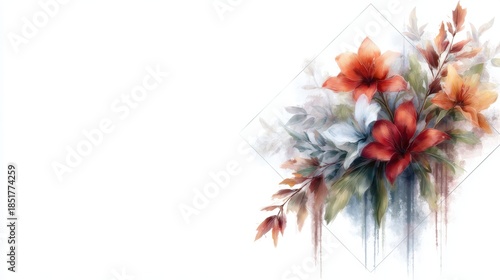 A beautiful arrangement of vibrant flowers in an artistic style, ideal for use in floral-themed designs, invitations, or websites, This image adds a touch of elegance and color to any project,