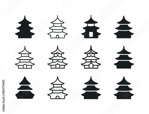 Sacred Sites Icon Set. Tourism and visiting sacred sites. Icon s
