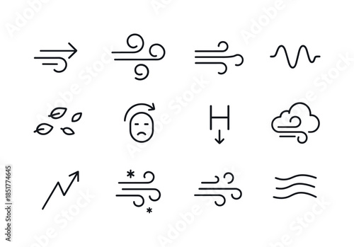 Wind & Emotion Icons. Wind & Emotion. Line icon set of Wind & Em
