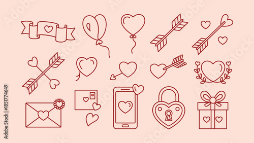 Vector Illustrations of love and affection. Whimsical love illustrations themes of love and affection