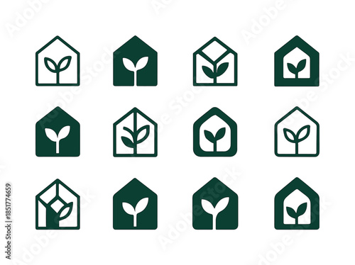Greenhouse Logo Variations. greenhouse. Icon set. Set Logo of gr