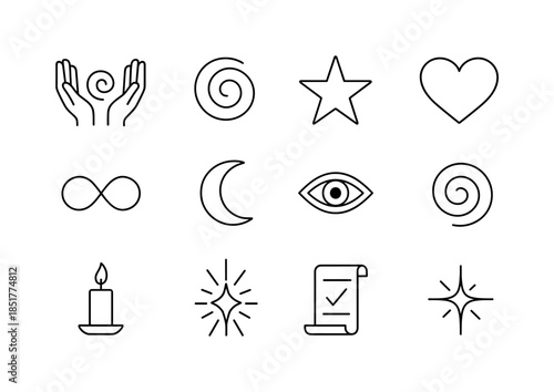 Manifestation Icon Set. Manifestation. Line icon set of Manifest