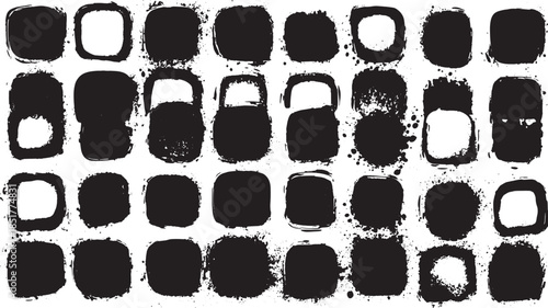 Black and white square spots with various textures. Simple design for backgrounds and graphics, presented as a modern vector illustration set.