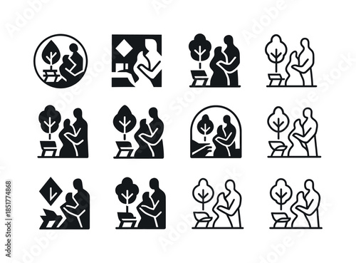 Sculpture Design Logos. A sculptor designing a public art instal