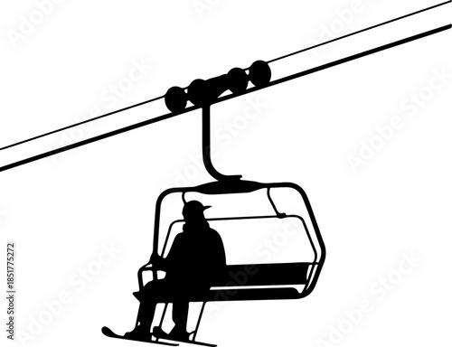 ski lift chair silhouette vector illustration