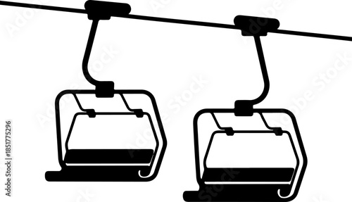 ski lift chair silhouette vector illustration