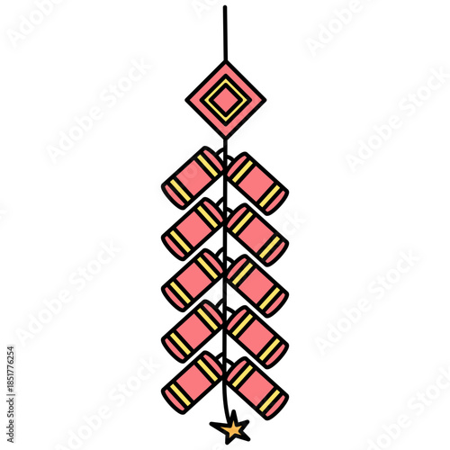 Red Chinese Firecrackers Isolated Illustration Elements