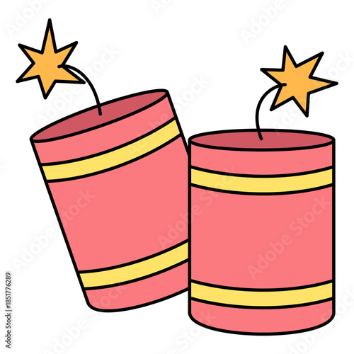 Chinese Firecrackers Isolated Illustration Elements