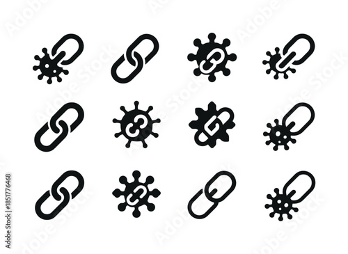 Infection Chains Icons. Disease outbreaks. Icon set. Set Logo of