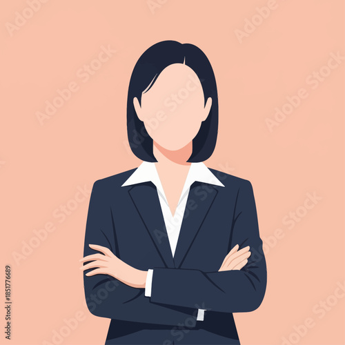 Faceless businesswoman illustration in flat vector style, minimalist modern design