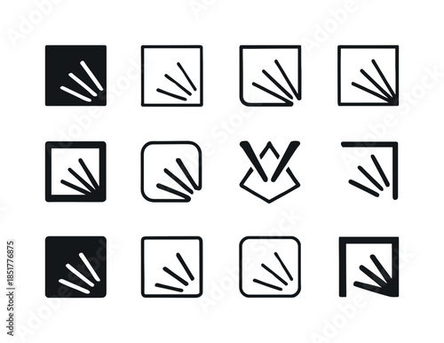 Mirror Corner Logos. mirror corner. Icon set. Set Logo of mirror