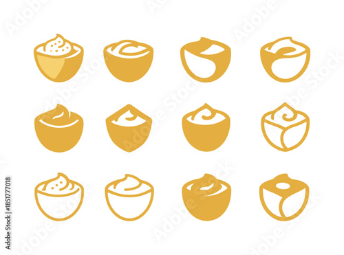 Pita Pocket Logos. Stuffed pita pockets. Icon set. Set Logo of s