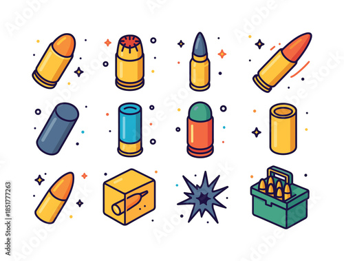 Colorful Bullet Icons. Bullet. Colorful isometric vector icons s
