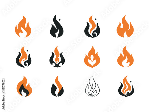 Flame and Smoke Icons. flames and smoke. Icon set. Set Logo of f